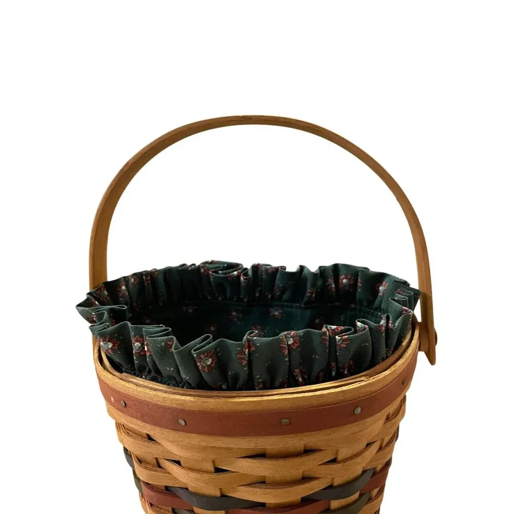 Vintage 1993 Longaberger Shades of Autumn Basket and Floral Fabric Liner Uses